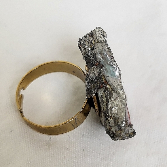 18K Porcelain Gold Half Womens Profile Broken Pottery Ring - Picture 4 of 5